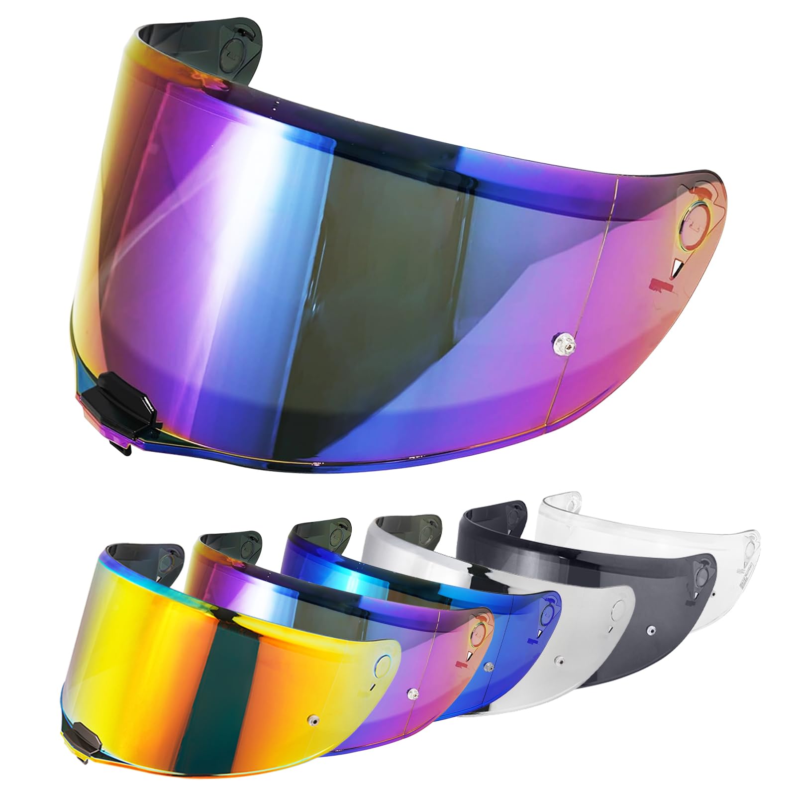 VCOROS Motorradhelm Visier,Motorrad Windschutz Helm Objektiv Visier,Helmvisier für FF811/VECTOR II/Citation II,Vollgesichts Helmlinsenvisier Motorradhelm Zube (Regenbogen)