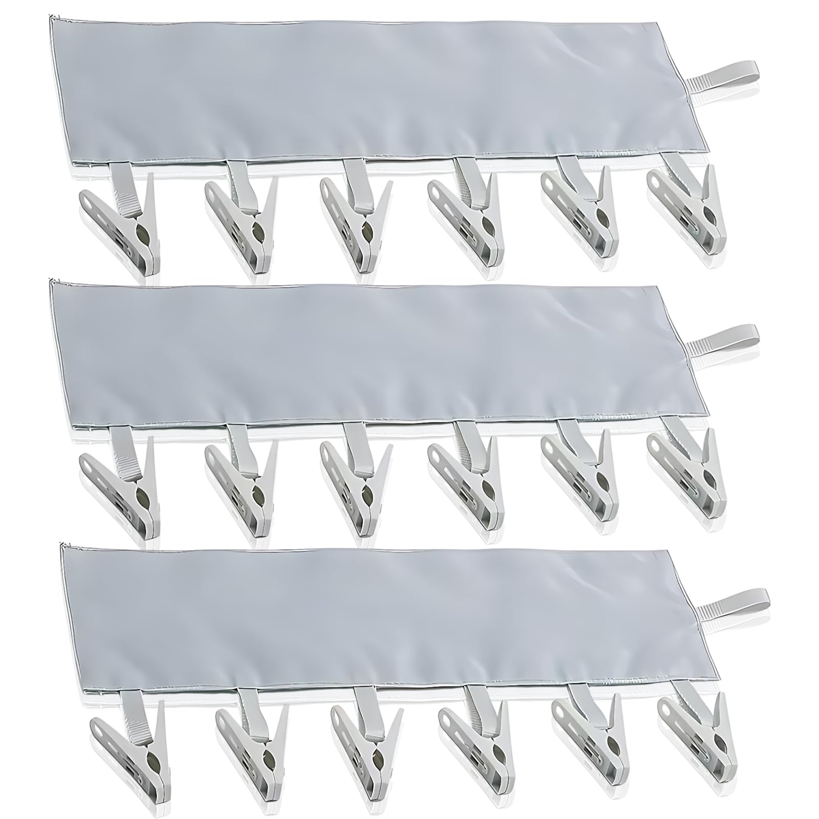 Heuiop Grey 3 Pack Sock Peg Hanger With 6 Pegs Sock Hangers For Drying Radiator Fits Washing Lines Airers&Heated Airers For Socks Lingerie Towels Hats Clothes Travel & Home(Smoke )
