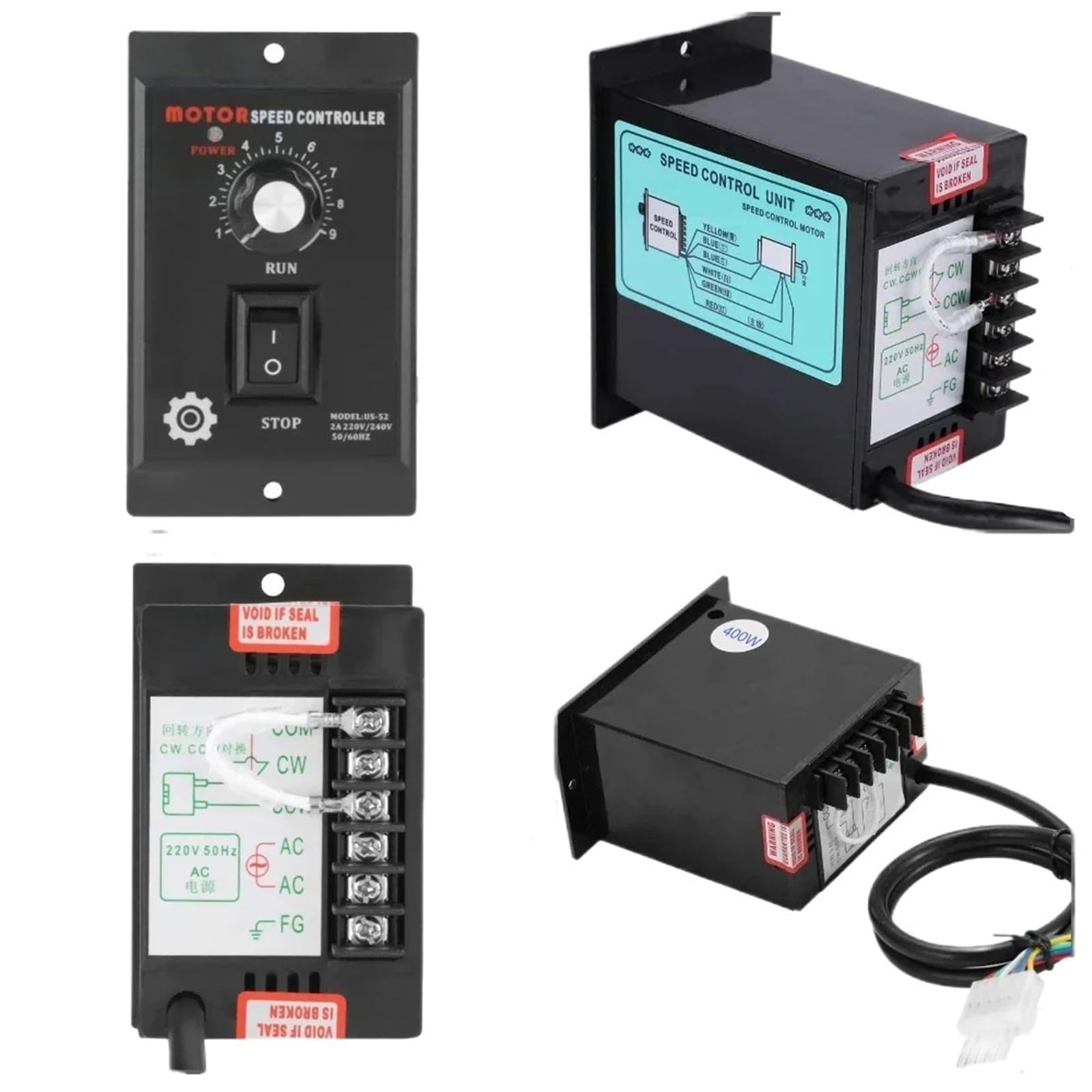 Régulateur de vitesse de moteur US-52 400W AC 220V pour outillage et variateur de précision