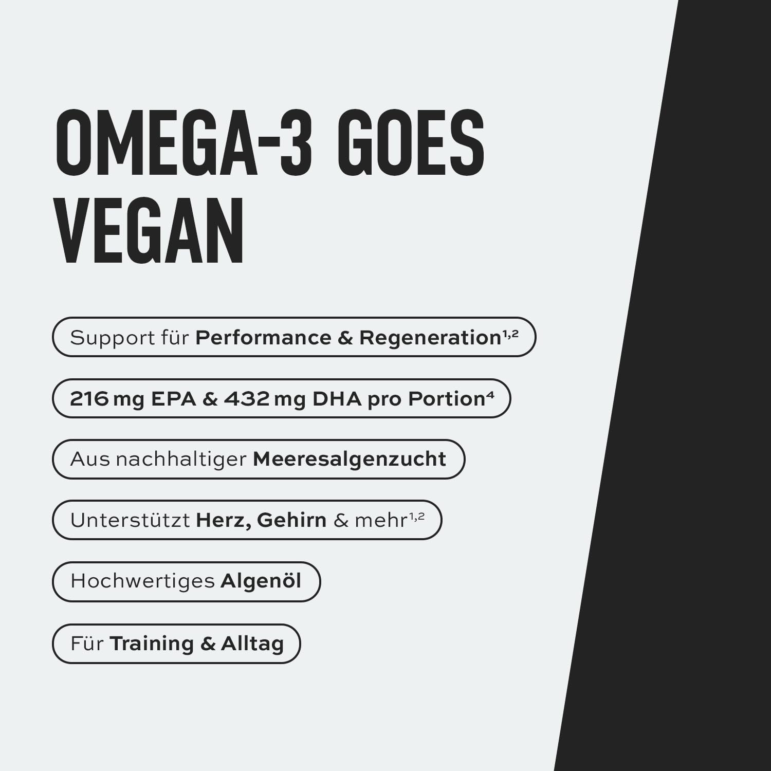 ESN Omega-3 Vegan, 120 Vegane Kapseln, Hochdosiertes Algenöl, 216 mg EPA & 432 mg DHA pro Portion