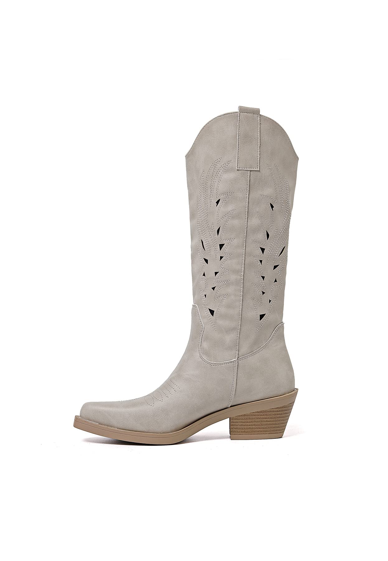 QUEEN HELENA Camperos Stivali con Tacco Western Traforati Stivaletti Texani a Punta Cowboy Donna X28-103