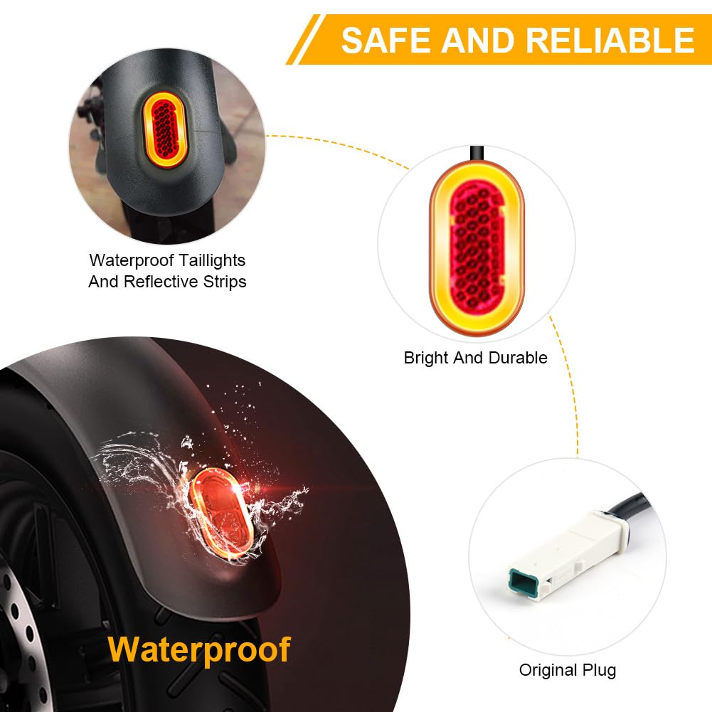 Ainiv Parafango Posteriore per Scooter, Staffa Parafango, Luce Posteriore LED e Striscia Riflettente, Accessori di Ricambio per Scooter Elettrico Mi Xiaomi M365 / M365 PRO