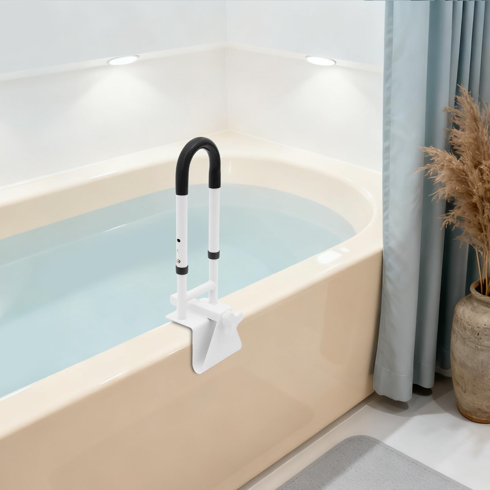 Barra de agarre para baño, mango de baño con altura y ancho ajustables de 50 – 55 cm, mango de bañera, ayuda para levantarse, mango de seguridad para bañeras