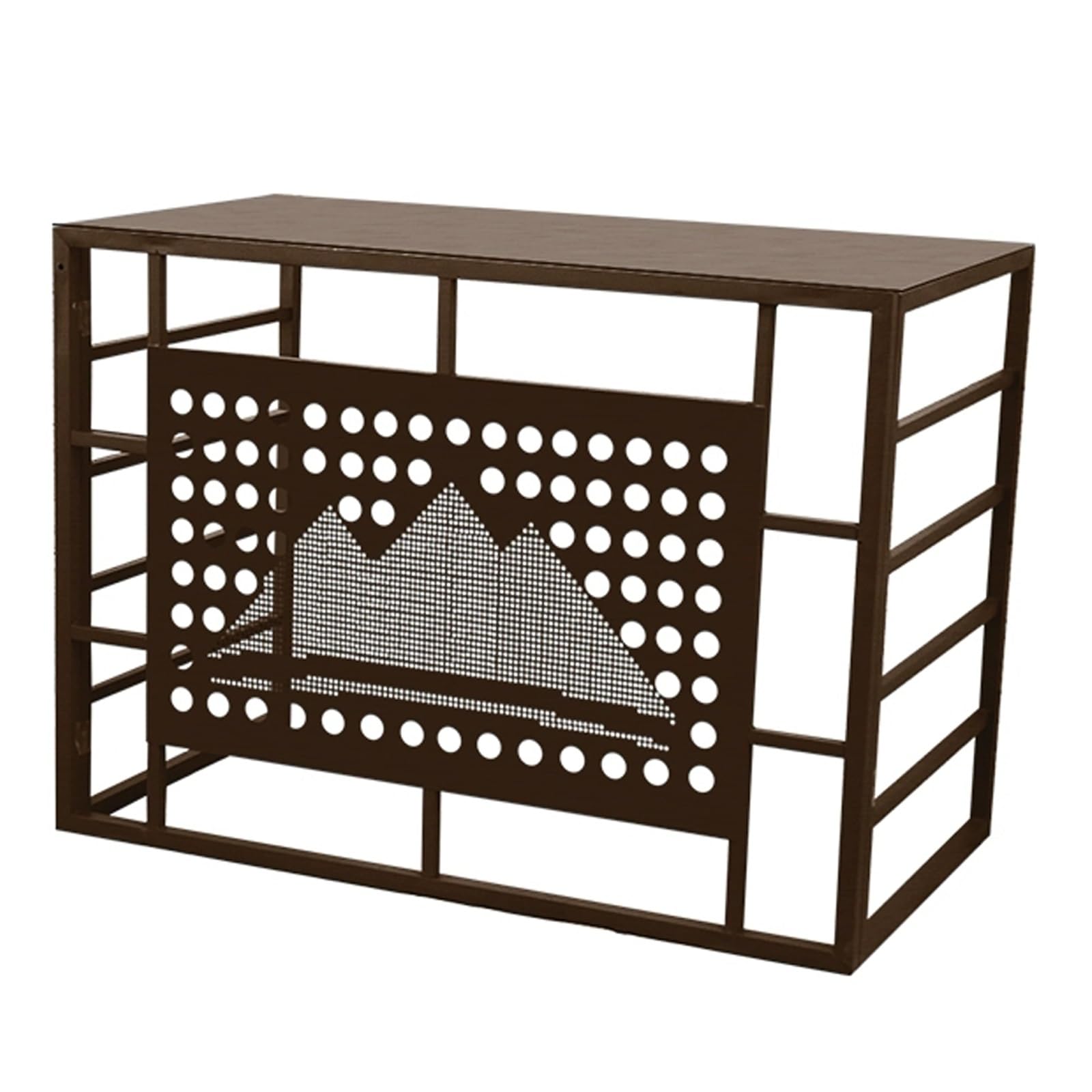 Cubiertas de Acero Galvanizado Funda para Aire Acondicionado Exterior, Cubre Aire Acondicionado Exterior Panel de Privacidad para Patio Exterior, con Cubierta Superior(Brown,39X20X28in/100x50x70cm)