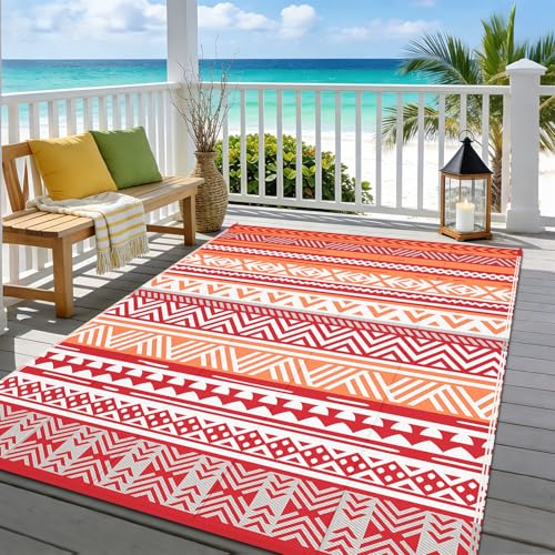 Enyhom Alfombra de plástico para exteriores, impermeable, 180 x 270 cm, resistente a los rayos UV, para jardín, patio, fácil limpieza, grande, reversible, para caravana, camping, picnic, terraza