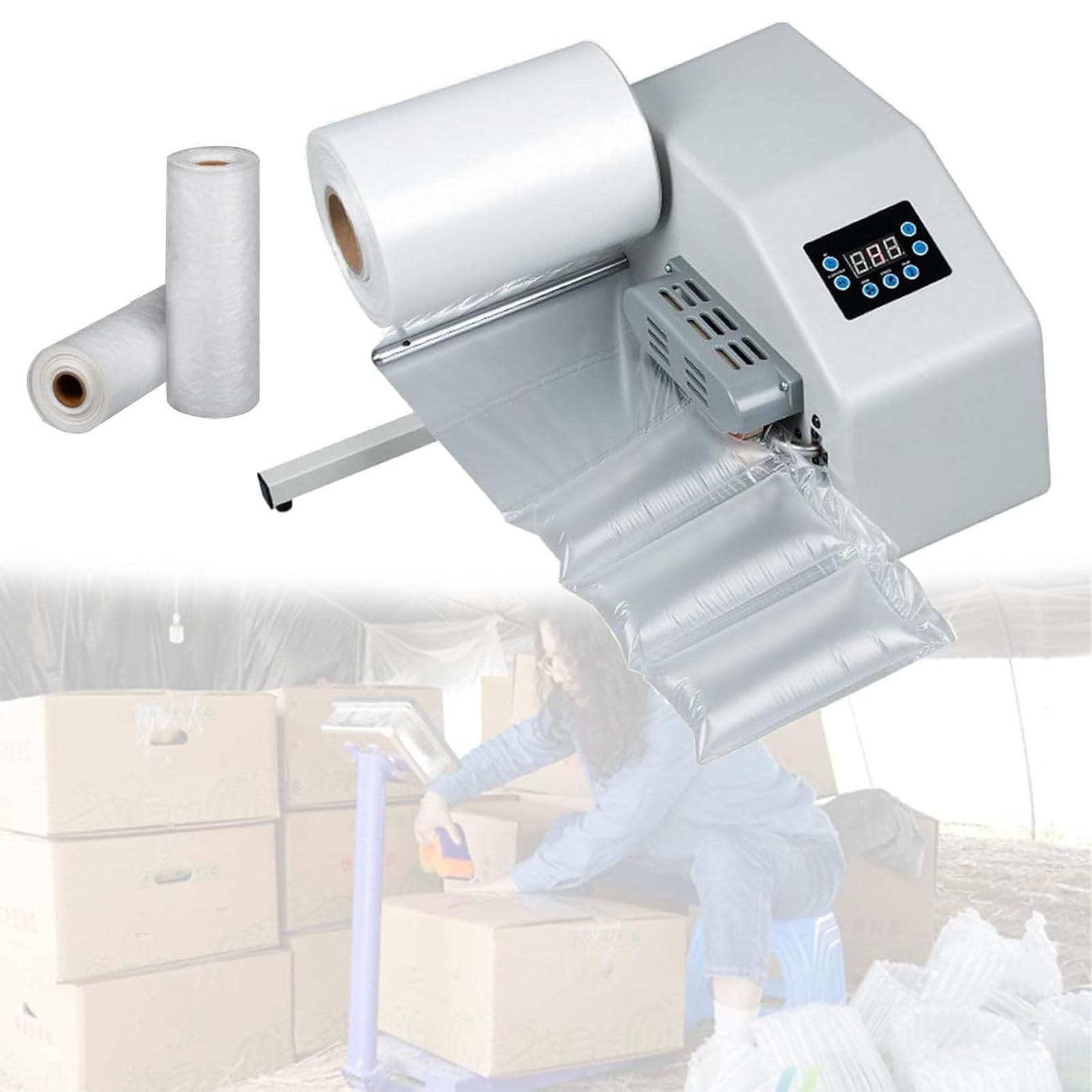 Aserzenith 1 Automatic Air Cushion Machine,6M/Min Air Pillow Maker Air Bags Packing Machine,Air Cushion Wrap Machine For Inflatable Packaging