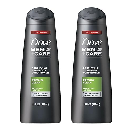 Dove Men+Care - Champú y acondicionador fortificante 2 en 1, fresco y limpio para cabello normal a graso con cafeína y mentol para ayudar a