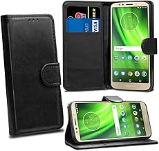 Motorola Moto G6 Play Cases - Premium Wallet Leather Flip Case Cover For Moto G6 Play [Card Holder] [Magnetic Closure](Black)