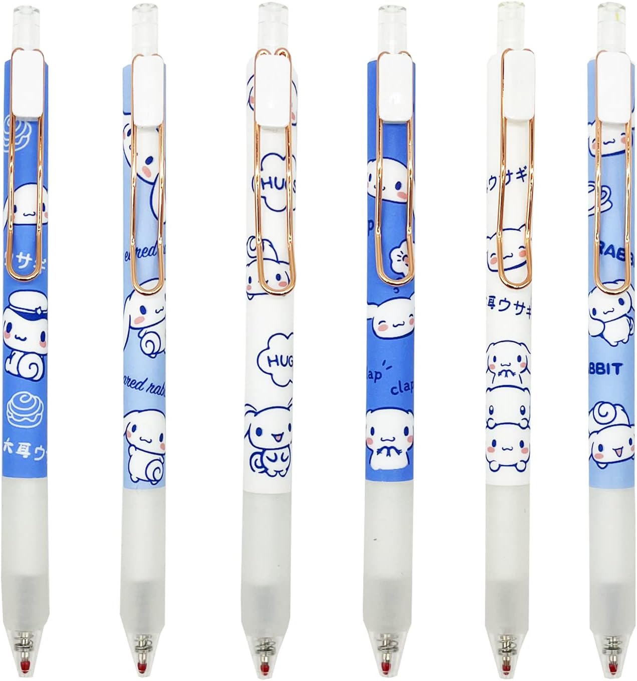Anime Pens 6pcs Anime School Supplies Cute Black Pens Ballpoint pens Writing Pens Anime Stuff (blueyu-6pcs)¡­