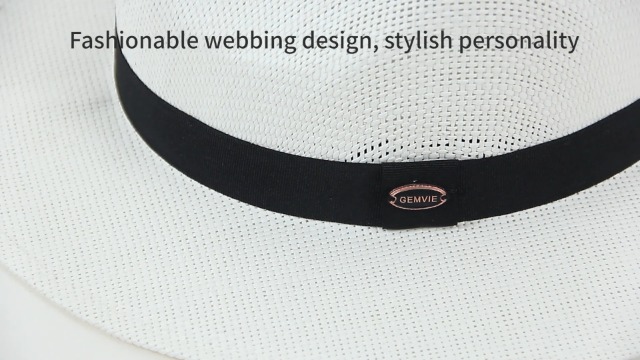 Sombrero de paja estilo fedora unisex para verano miniatura 7