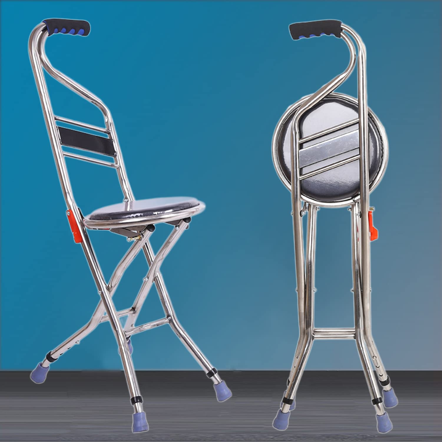 Siège de canne pliable réglable haute résistance 400 LB avec structure 4 pieds