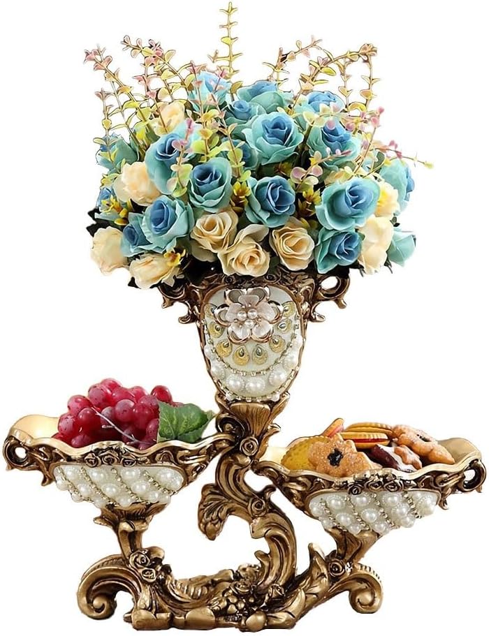 European-style Retro Resin Tall Vases with Artificial Flower Arrangements Bouquets for Living Dining Room Table Centerpiece Bedroom Office Hotel Home Decoration Large Decorative Flower Vase 18.1in(Pin