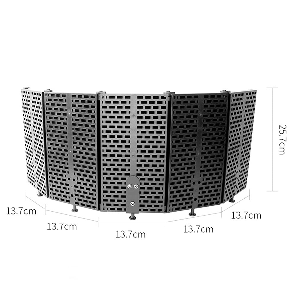 Protector de aislamiento de micrófono ajustable de 5 paneles, reflector de espuma absorbente de sonido para cualquier grabación de micrófono de condensador
