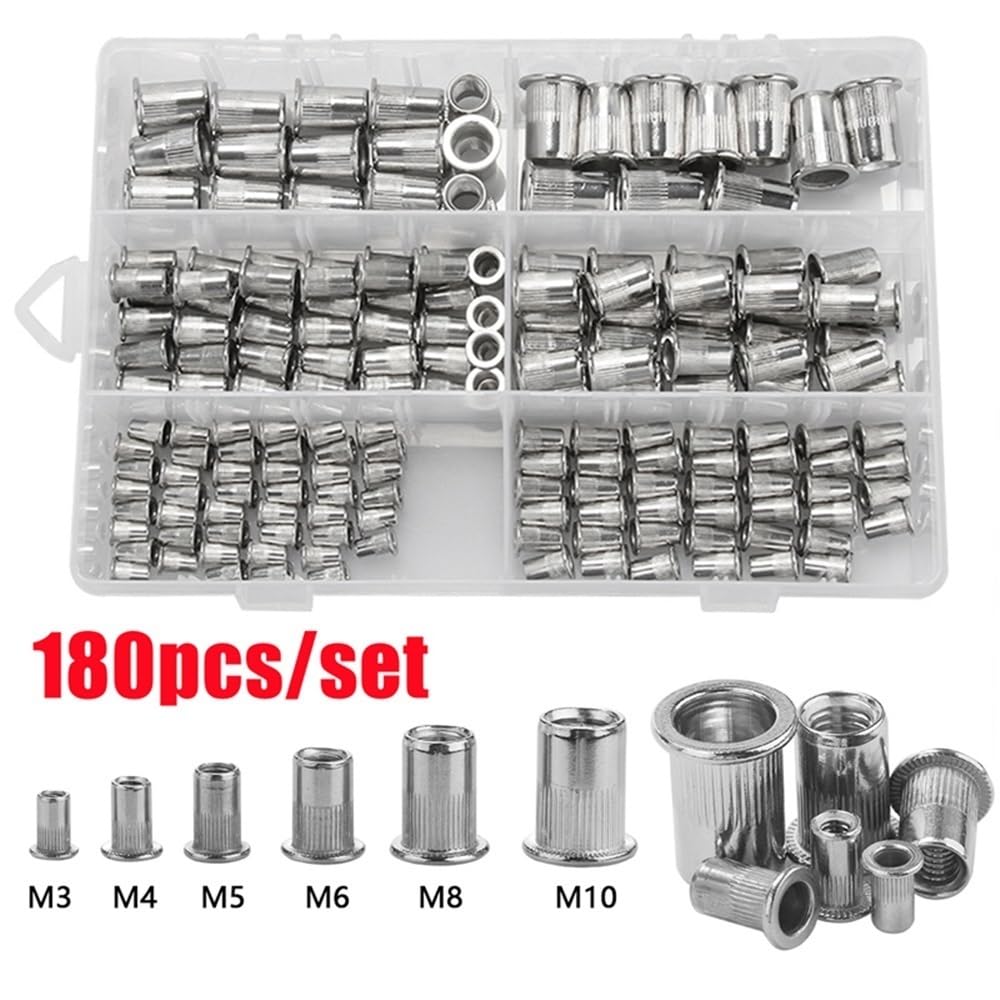 Inserto for rivetti in acciaio inossidabile Set di dadi for rivetti in acciaio inossidabile di varie dimensioni Rivetnut(150PCS M3-M8)
