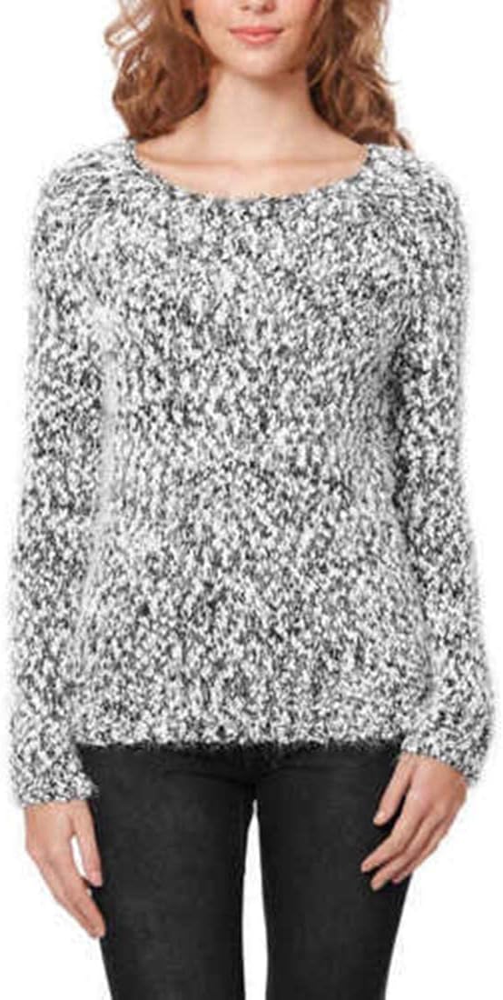 Buffalo David Bitton Women Eyelash Sweather Relaxed Fit Twisted Yarn (XL, Gray)