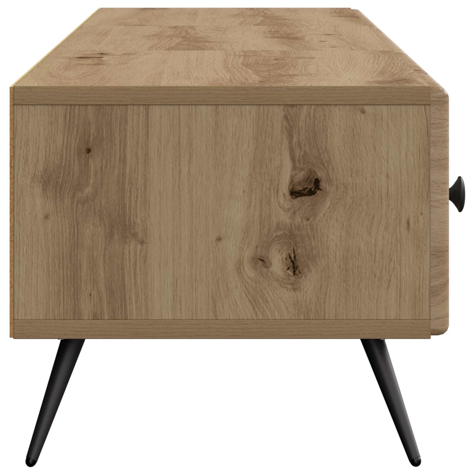 Hothingwell Szafka pod telewizor 147 x 34,5 x 30 cm dąb rzemieślniczy drewno inżynieryjne | Nowoczesny design, półki i szuflady, przechowywanie DVD, uchwyt na ekran, wymagany montaż