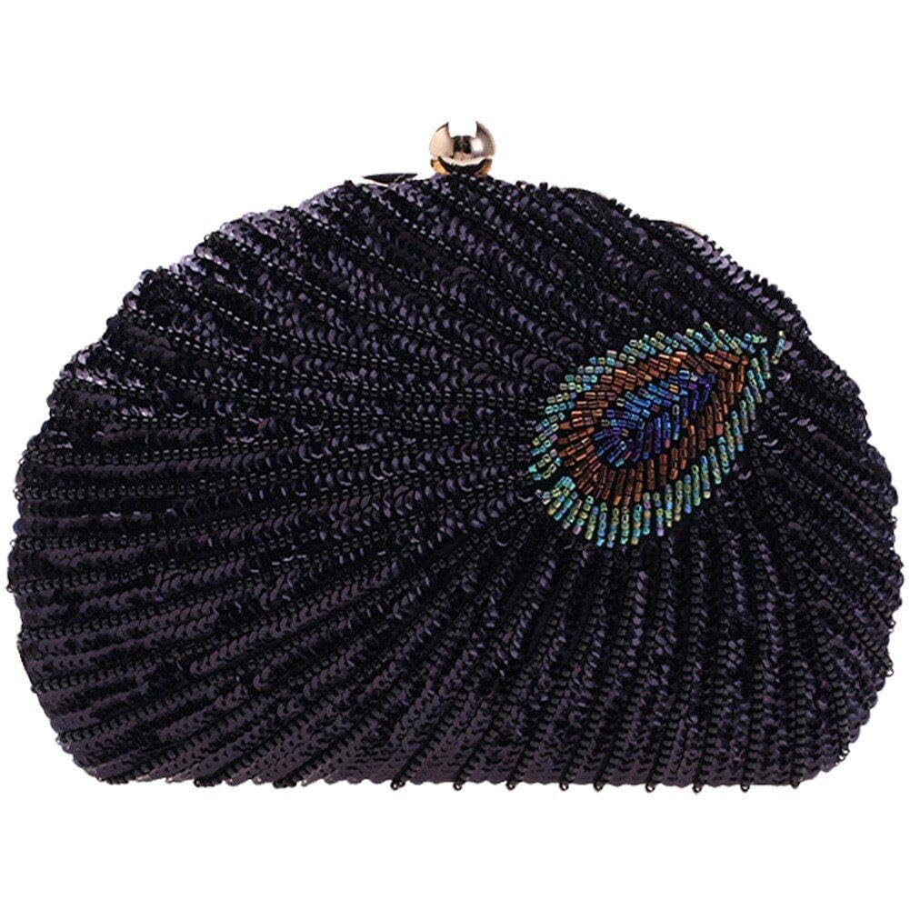 Pochette de soirée rétro à paillettes embrayage perlé brodé sac à main fête mariage