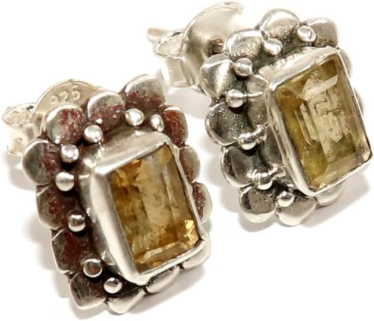 Goyal Exports Citrine Faceted Gemstone 925 Sterling Silver Drop Dangle Earring Jewlery SEG52A