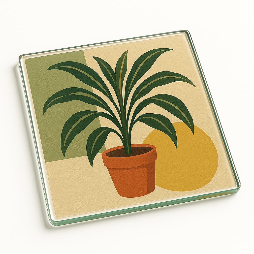 The Plum Penguin Mid-Century Flora Elegant Mid-Century Modern Acrylic Coaster Gift - Vintage Floral Design Home Decor Accessory