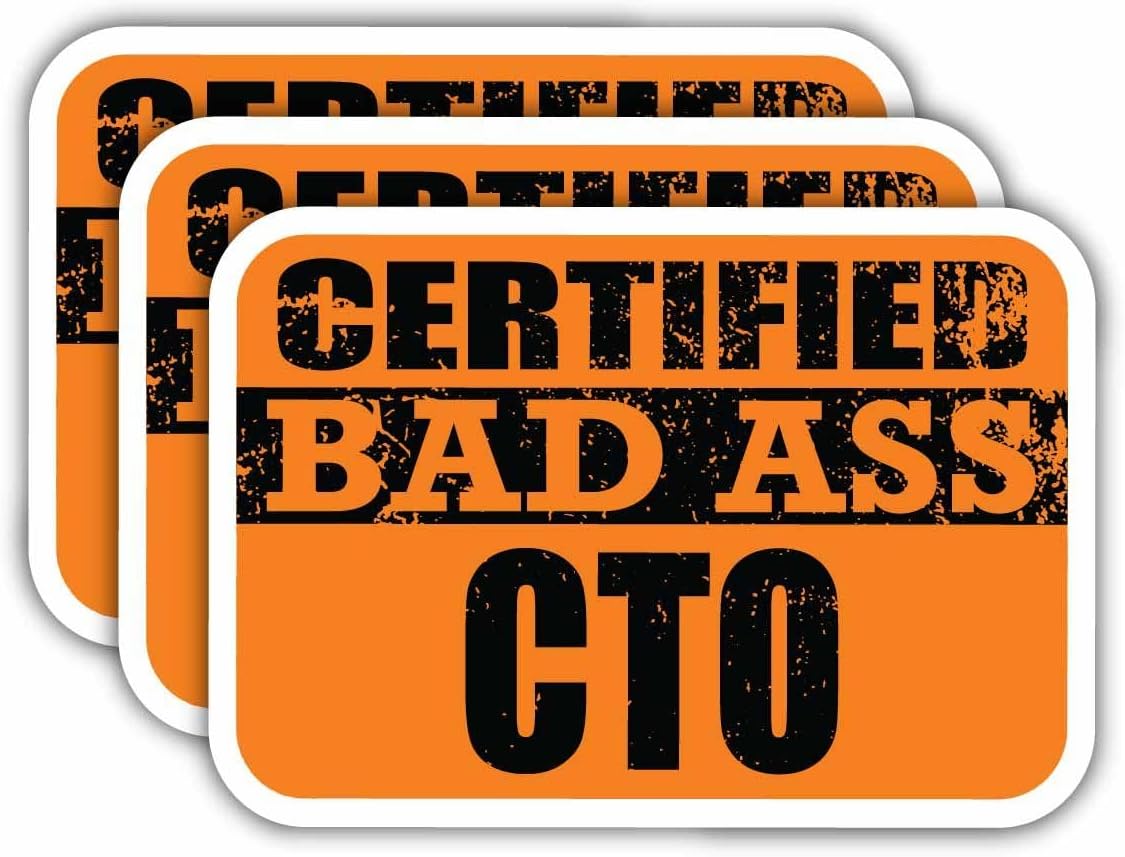 (x3) Certified Bad Ass CTO Magnets | Cool Funny Occupation Job Career Gift Idea | Magnet Decal for Fridges, Toolboxes, Lockers, Helmets, Hard Hats