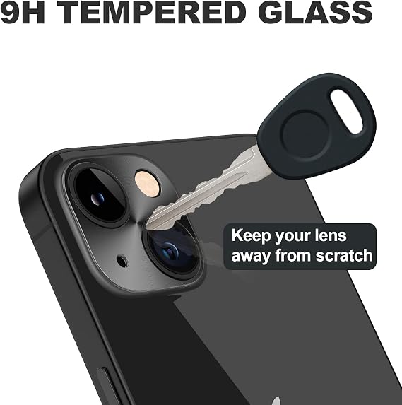 For iPhone Camera Lens Protector - [2 Pack] Premium Aluminum Alloy Back Rear Camera Lens Screen Cover Case Shield (Black- iPhone 13/13 Mini)