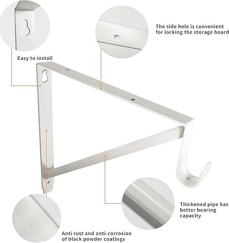 Miniatura 2 de Paquete de 2 estantes de armario resistentes y soportes de barra, soportes de estante para ropa, soporte de estantes de armario con soporte