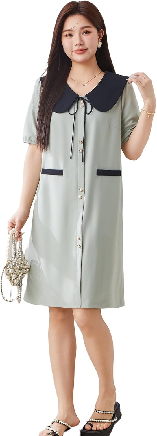 New Doll Neck Flesh and Slimming Dress