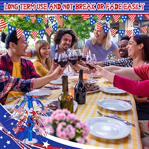 Image of Sintuff 12 Pcs 4th of July Centerpieces for Tables Patriotic Table Decorations Memorial Day Centerpieces USA Flag Star Foil Centerpieces for Labor Day Veteran Day Party Supplies, Red Blue and White