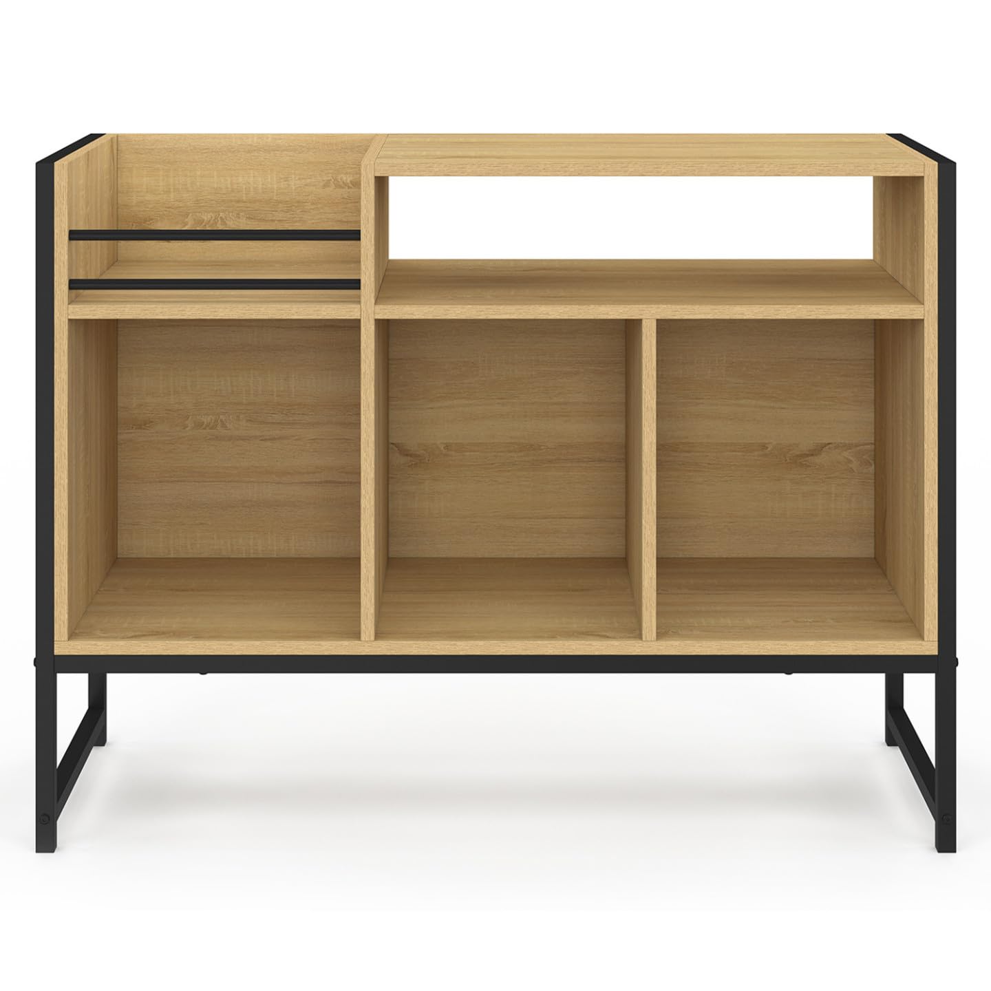 IDMarket - Meuble Vinyle, Buffet de Rangement 100cm Detroit Bois et Noir Design Industriel