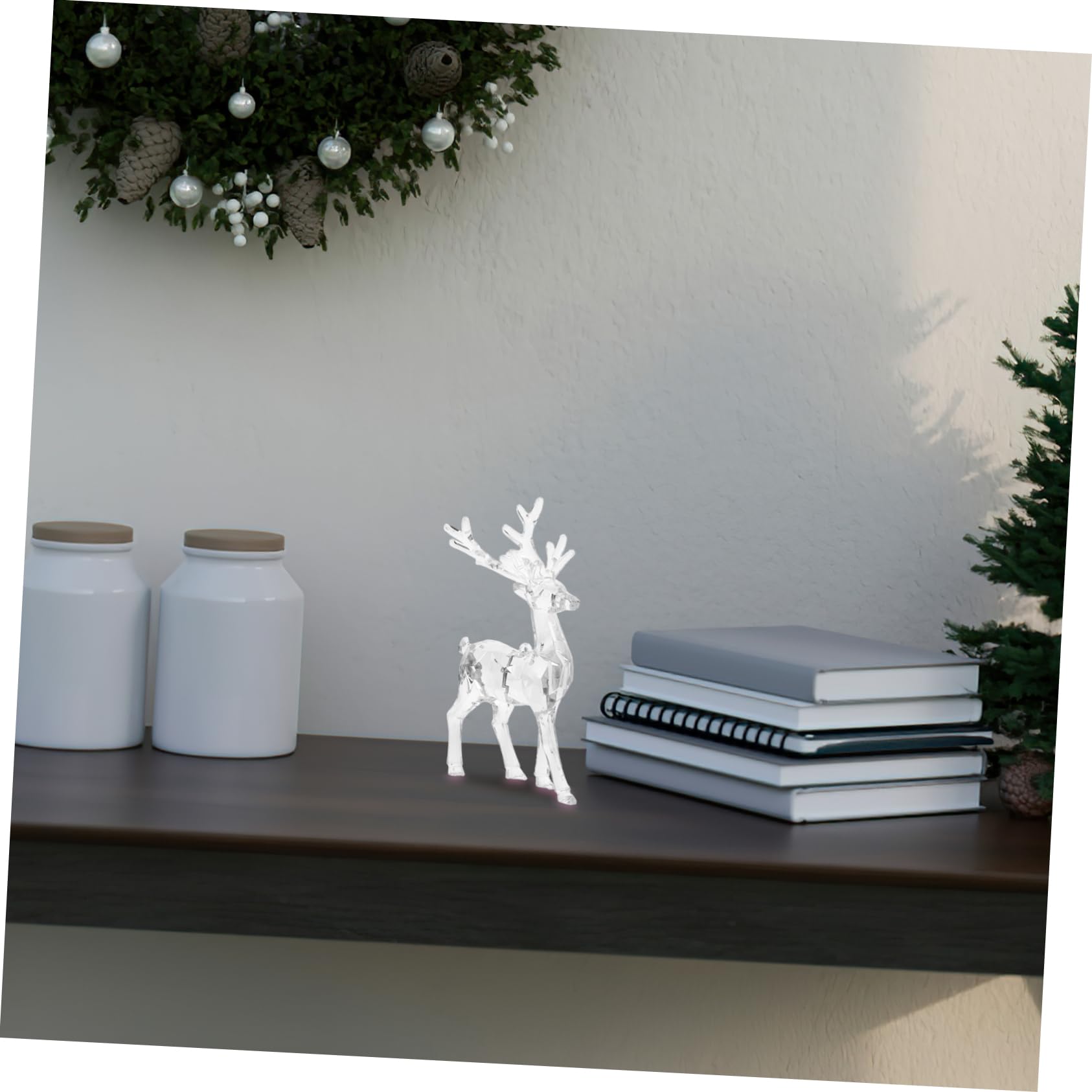8 Pièces Ornement d'arbre De Renne Ornement Suspendu Wapiti Centre De Table des Fêtes Décor De Renne De Noël Ornements d'arbre De Noël Wapiti Figure De Renne Transparent Acrylique