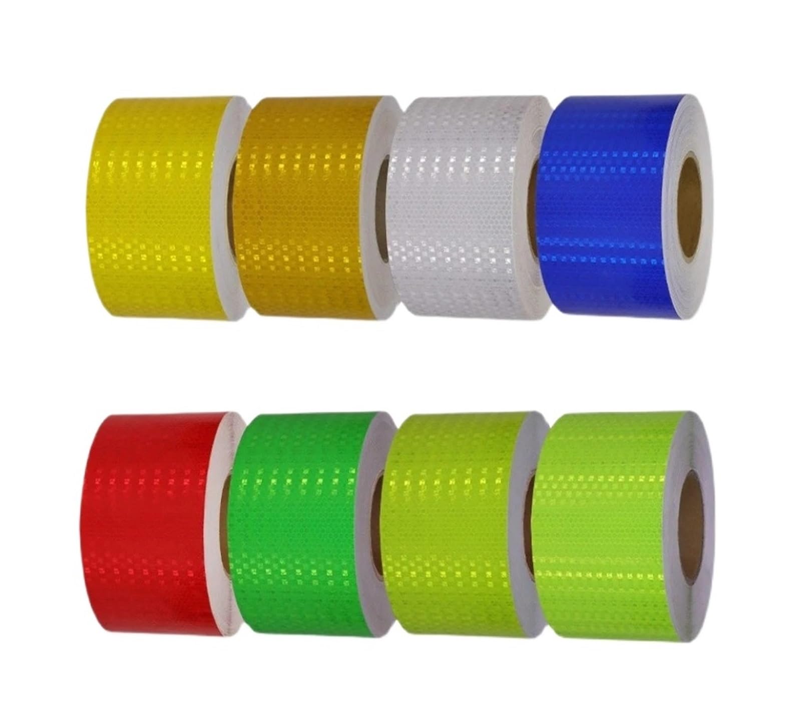 Cinta reflectante adhesiva de 10 cm x 10 m, blanca, roja, fluorescente, amarilla y azul con estrellas brillantes, reflectoras, pegatinas de película, tiras decorativas for coche.(Flu shiny stars)