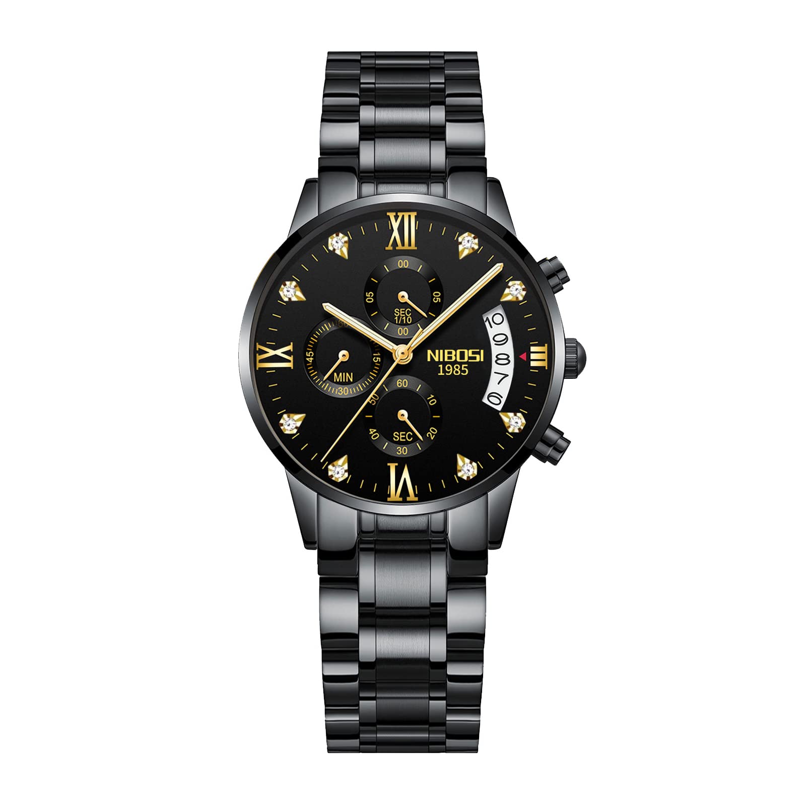 NIBOSIWomen's Watches Analog Quartz Diamond Dail Watches for Women Ladies Fashion Casual Chronograph Watches with Stainless Steel Strap