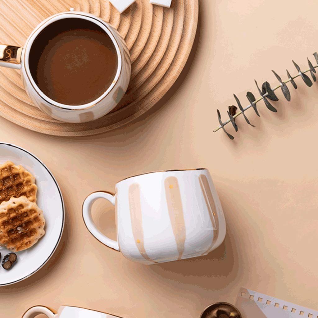 Generic Tazas de Cafés Tazas de Café de 13,4 Onzas, Tazas de Porcelana Pintadas a Mano de Colores - Restaurantes Cerámicos Tazas de Café, Té Y Jugo/Verde/B