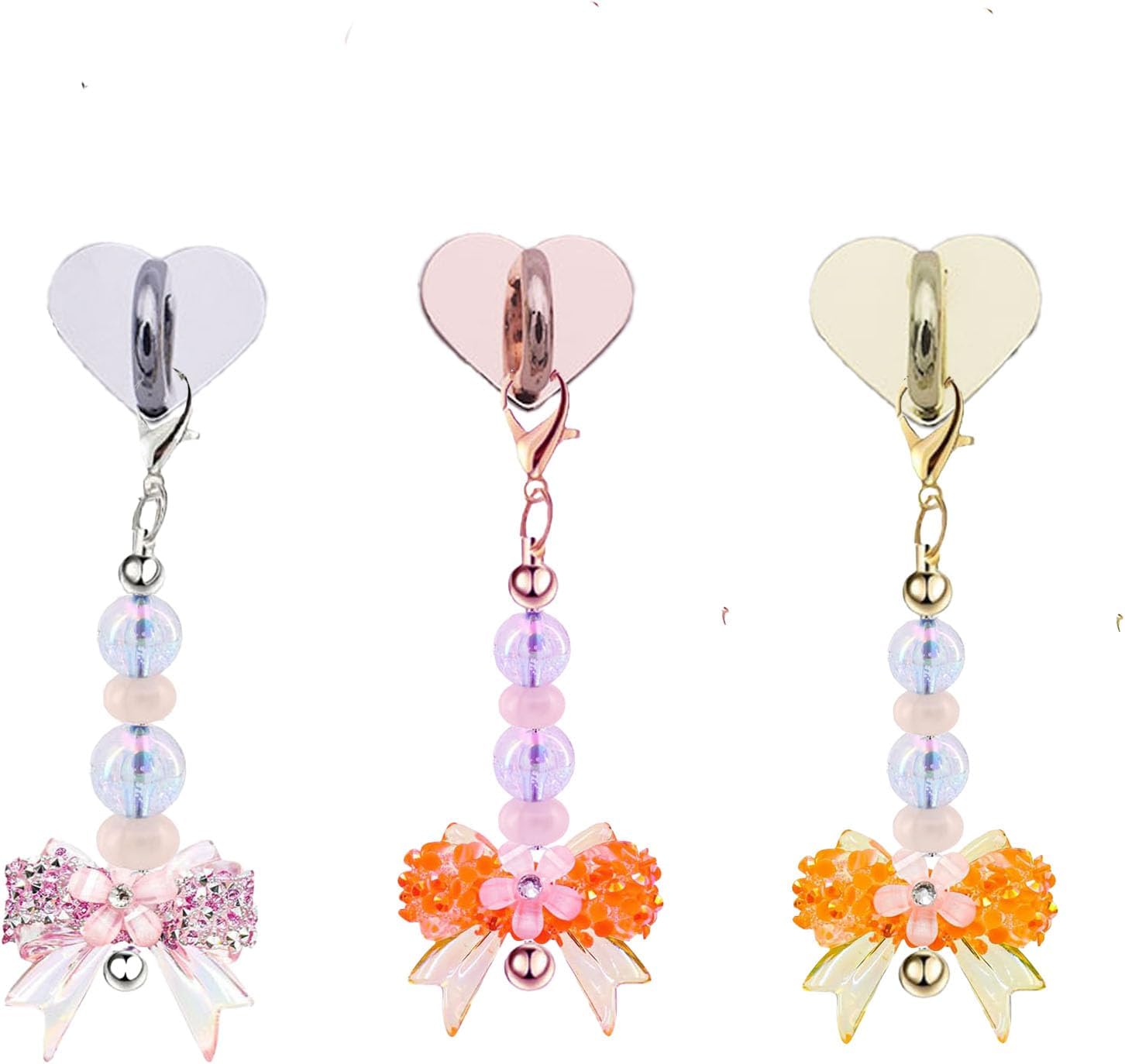 Beadable Cup Charms with Adhesive Grip Hook Heart Shaped Buckle Accessories for Tumblers Handle Cup Metal Blank Bar Chains Wire Water Bottle Jewelry Making Blank Beaded DIY Craft