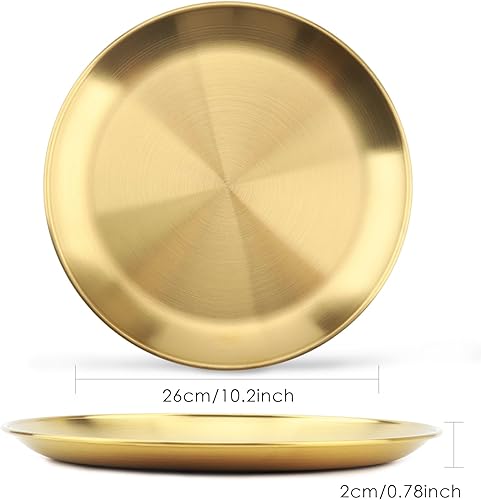 Miniatura 9 de Platos de acero inoxidable, paquete de 6 platos de acero inoxidable 304, 304 platos de cena, platos de alimentación y campamento para servir platos