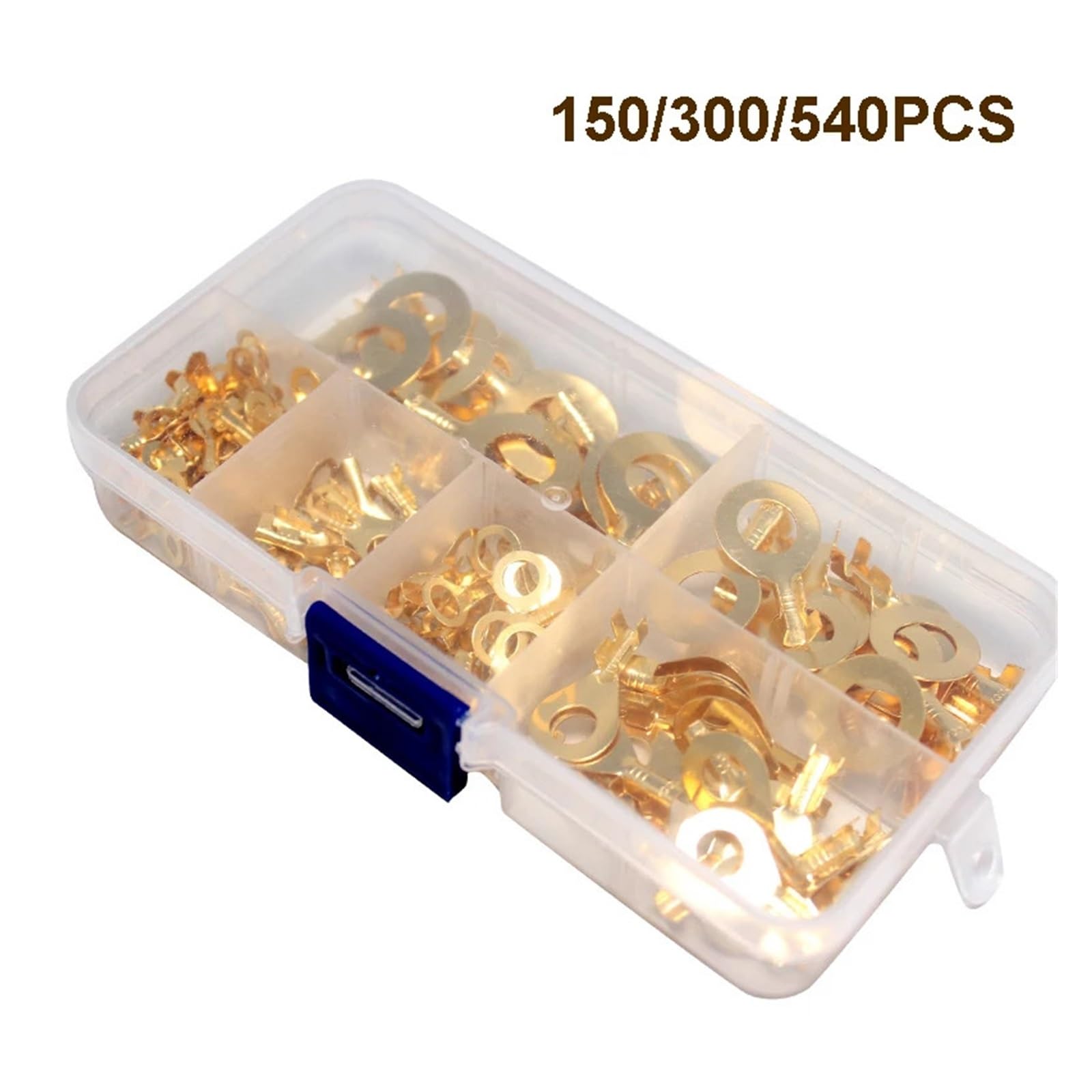 150/540 PCS M3/M4/M5/M6/M8/M10 Ringösen Ösen Kupfer Crimp Terminals Kabelschuh Draht Stecker Nicht isolierte Sortiment Kit(540PCS)