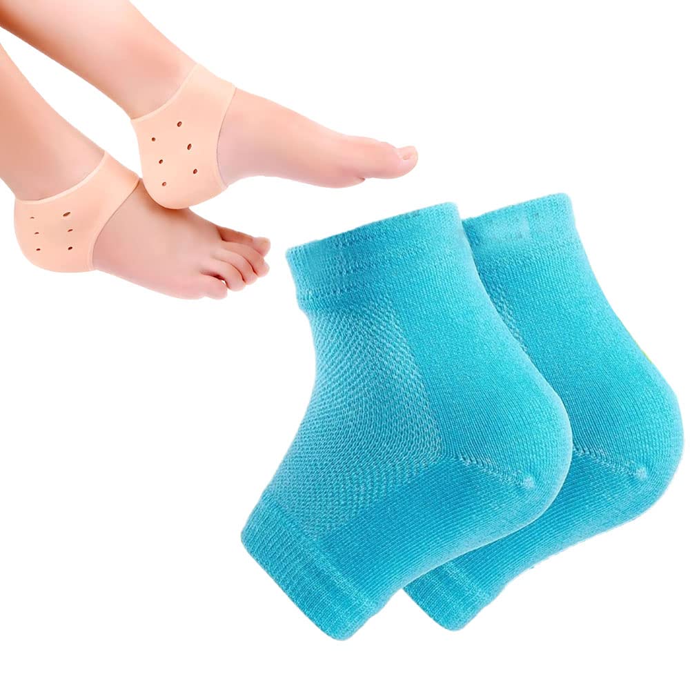 Spiritz Moisturizing Socks and Silicone Heel Protectors Combo for Dry Cracked Heels, Spa Gel Socks Swelling & Pain relief heel pads, Plantar Fasciitis Foot Care both for Men Women (2 Pair) (B0BVV8XTWR) Amazon Price History, Amazon Price Tracker