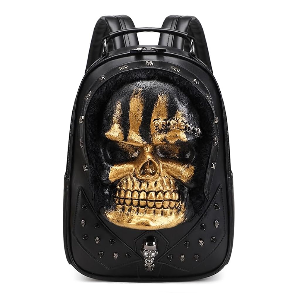 skull studs leather backpack BLACK 地雷 Nicky Skull Studded