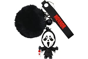 Ghost Face Key Chain Halloween Horror Movie Keychain Keyring for Men Women Boys Girls Kids