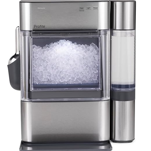 GE Profile Opal 2.0 Ultra Nugget Ice Maker with Side Tank and Scale Inhibiting Filter, Scoop Included, 38 lbs in 24 Hours, Pellet Ice Machine with WiFi & Smart Connected, Stainless Steel