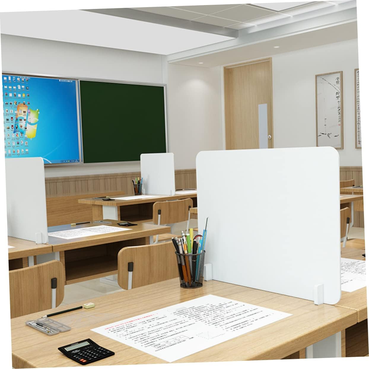 Desk Privacy Panel Acrylic Desk Panels Desk Divider Office Desk Partition Panels Desk Panel Divider Splatter Guard Office Partition Board Partition White Student Shelf Desktop