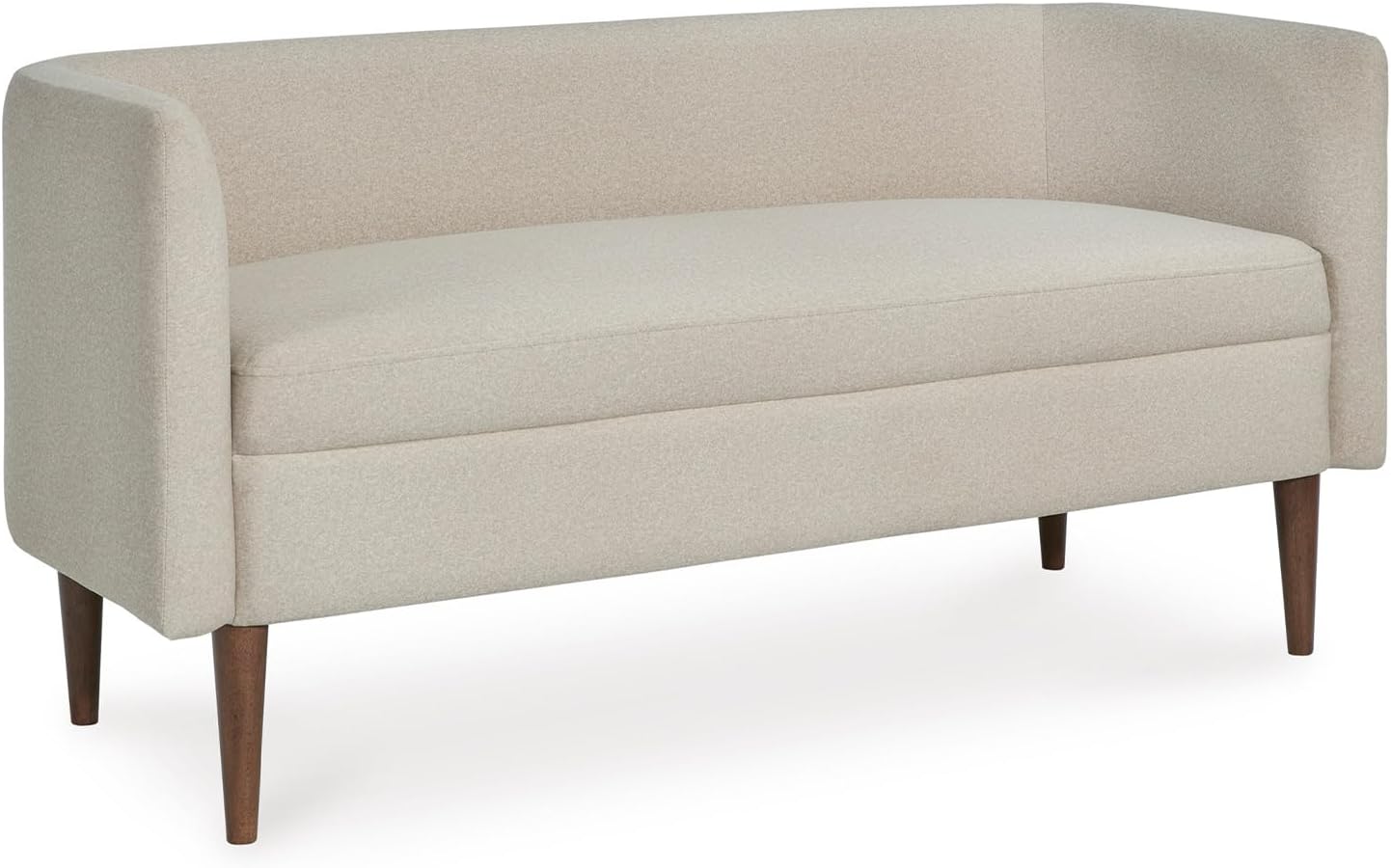 Signature Design By Ashley Wainner Casual Contemporary Accent Bench, Curved Backrest, Brown Tapered Legs, Fabric, 52.13" W x 21.25" D x 24.5" H, Beige