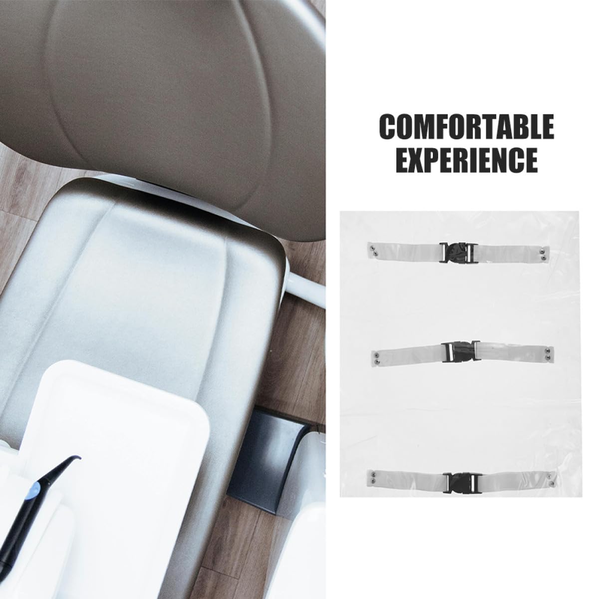 Zerodeko Lot de 2 Protecteurs de Pied pour Chaise Dentaire en Pvc Transparent avec Bande Élastique et Clips Robustes pour Protection Imperméable et Usage Professionnel