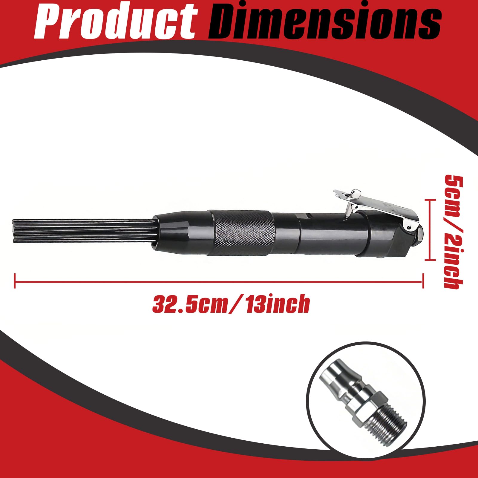 Raspador De Agujas, 4000 Rpm Raspador De Agujas NeumáTico Con 12 Aguja De Acero (3 Mm) Para Eliminar óXido Pintura Escoria De Soldadura Y Suciedad De Superficies MetáLicas
