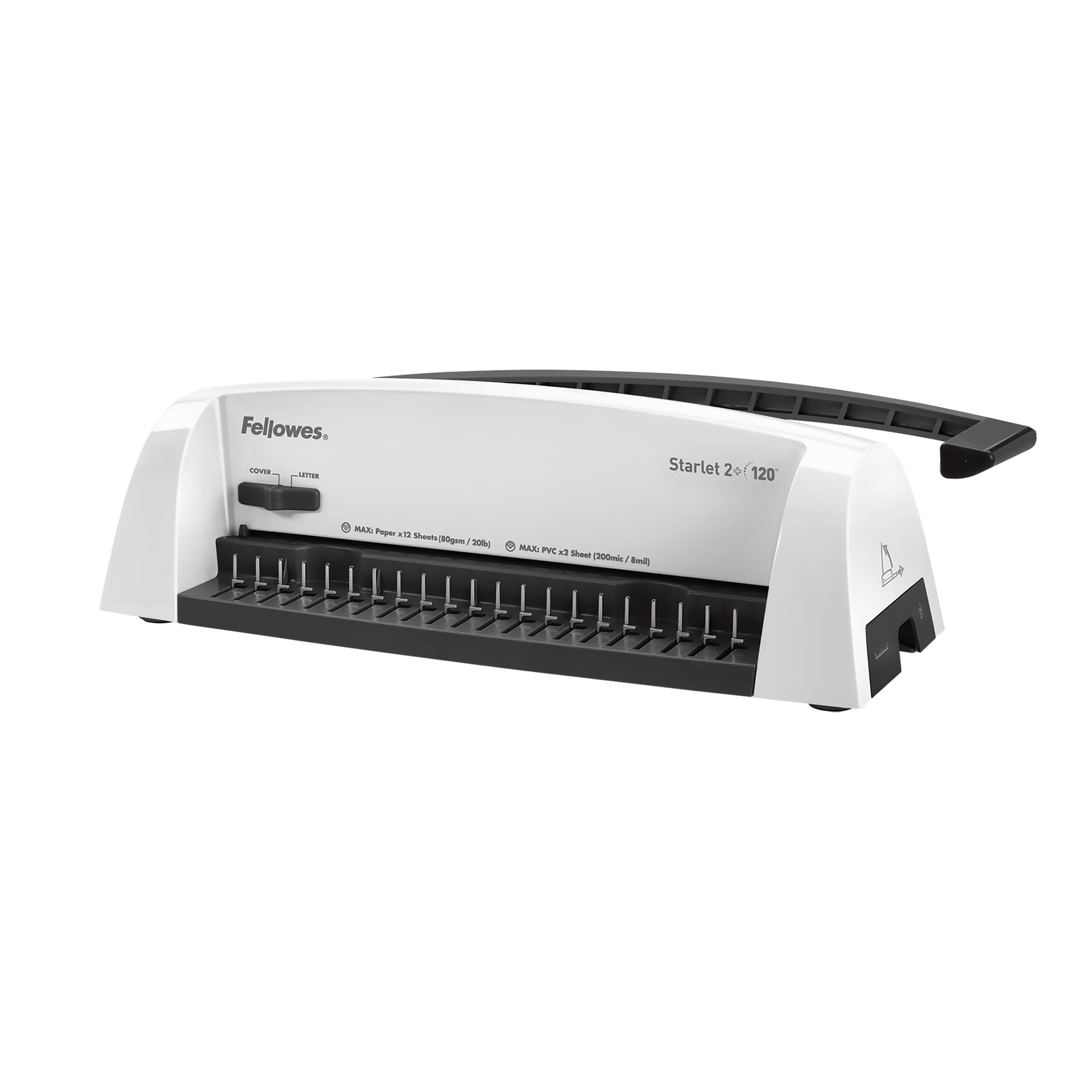 Fellowes Star+ Rilegatrice a dorsi plastici, Capacità di perforazione di 12 fogli per documenti A4, Rilegatrice manuale a pettine, Capacità di rilegatura di 120 fogli - Ideale per l'ufficio domestico