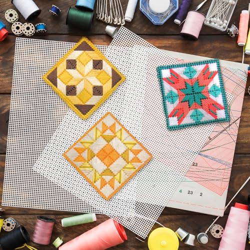 Image of 20 Pcs 7 Count Plastic Canvas Sheets 10.4 x 13.6 Inch Clear Plastic Mesh Canvas Sheets Cross Stitch Canva Eye Mesh for Embroidery, Acrylic Yarn Crafting, Knit Crochet Projects, Therian Mask