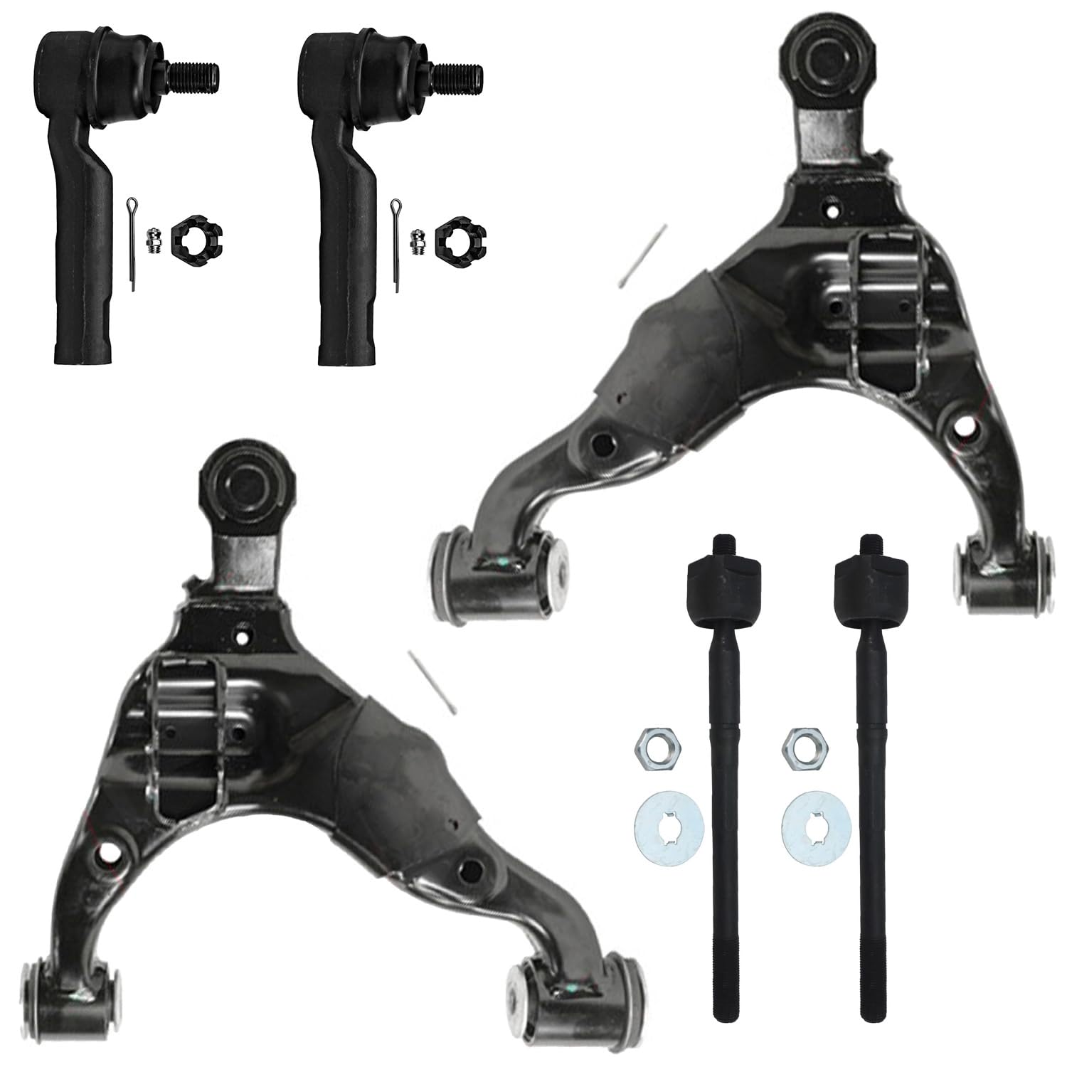 Detroit Axle - 6pc Front End Suspension Kit for Toyota 2016 2017 2018 Tacoma, 2 Lower Control Arms with Ball Joints 4 Inner Outer Tie Rod Ends