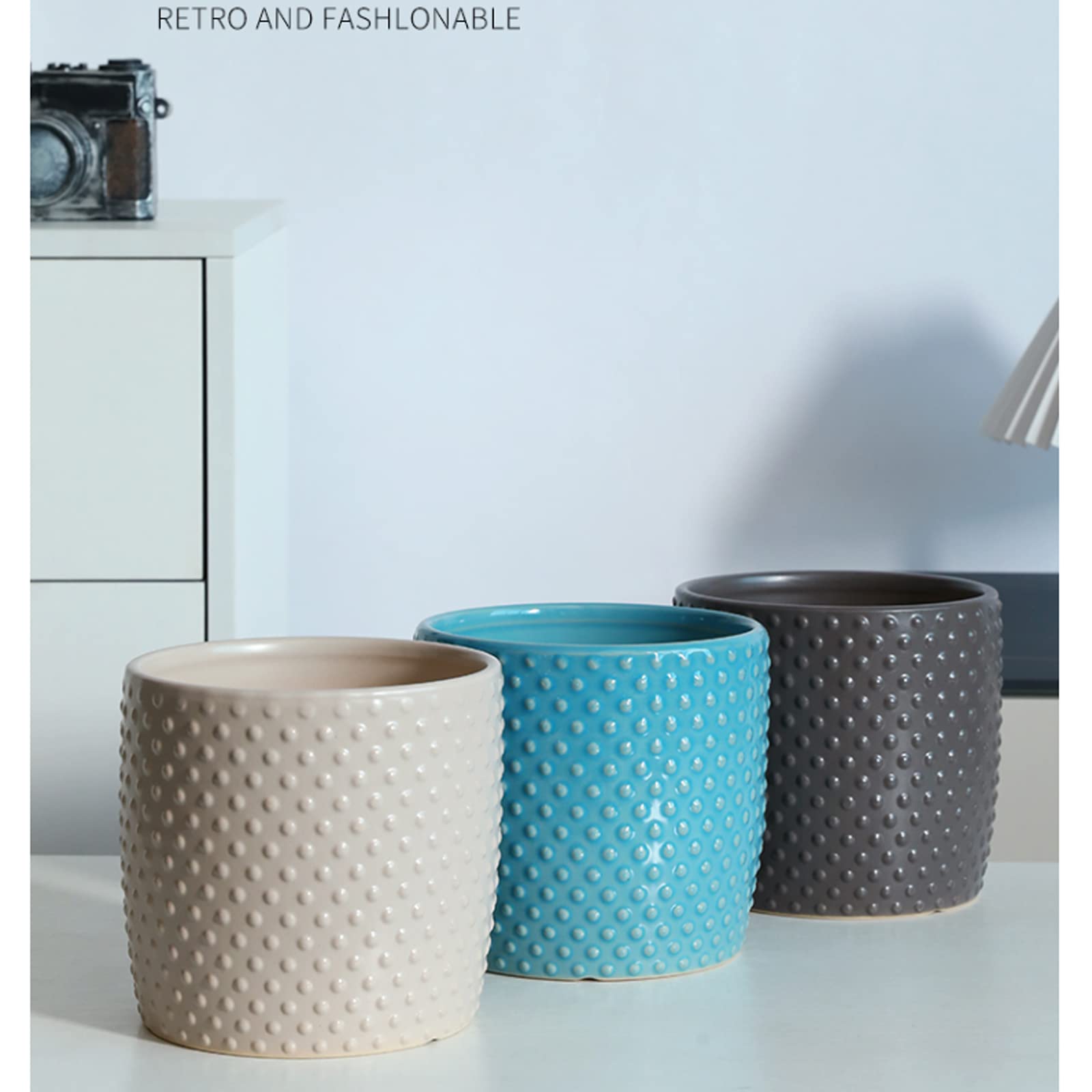 Vasi da Giardino Vasi per Piante in Ceramica per Piante da Interno, Vaso da Fiori a Pois in Rilievo da 5/6/7 Pollici con Foro di drenaggio per Decorare la casa, L'Ufficio