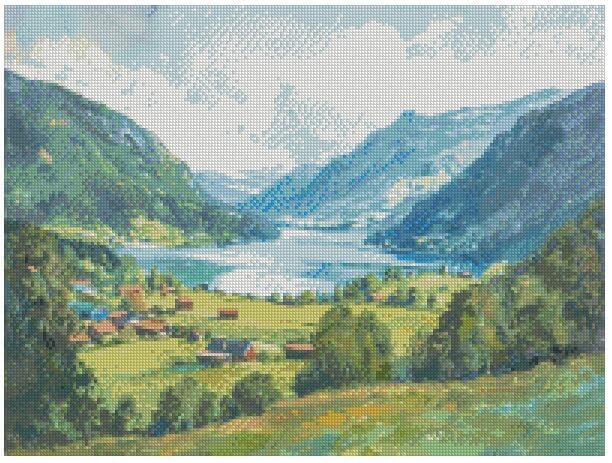 Kit point de croix broderie coton Aïda 14 count paysage Green Valley
