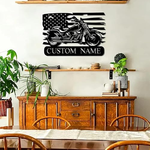 Miniatura 36 de Letrero de metal personalizado para pared de motocicleta con bandera de EE. UU., letrero de metal personalizado para motocicleta, garaje, regalo